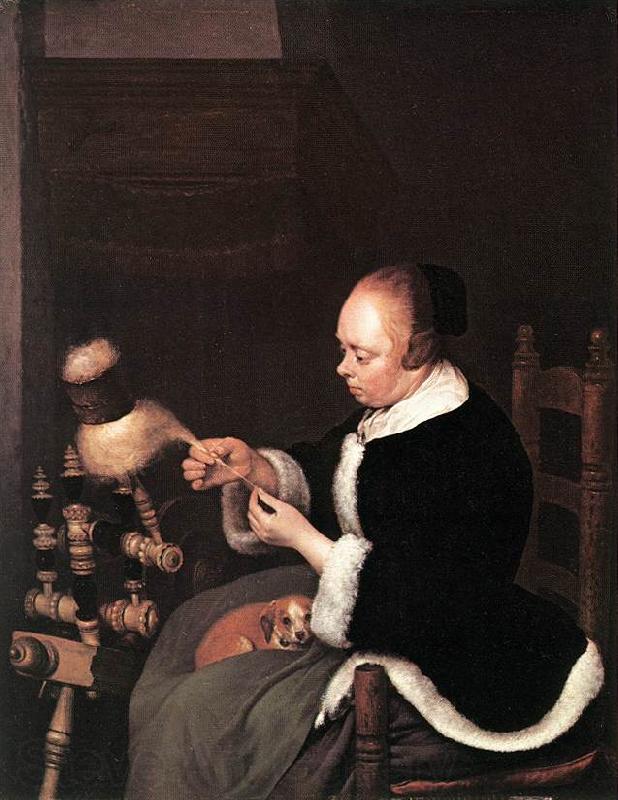TERBORCH, Gerard A Woman Spinning at France oil painting art